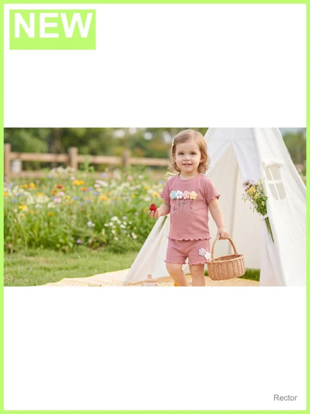 Toddler Girls 2 Piece Set Ruffle Ribbed Flower T Shirt and Shorts Summer Outfit